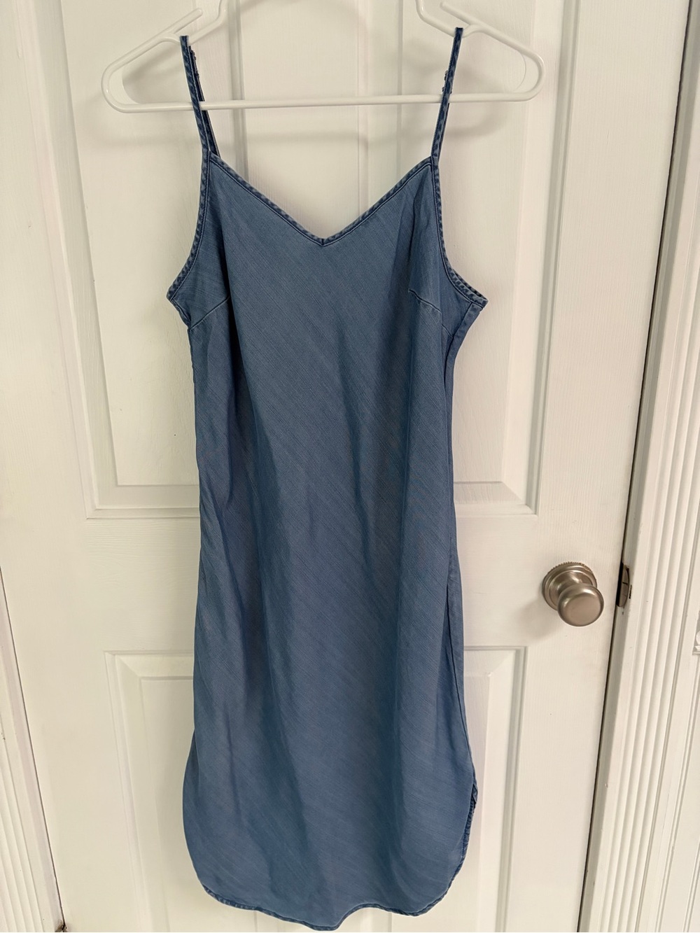 GAP Denim-Effect Slip Dress in Chambray Blue